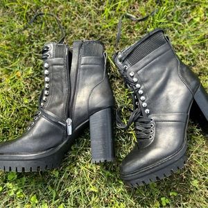 Vince Camuto Leather Lace-Up Boots